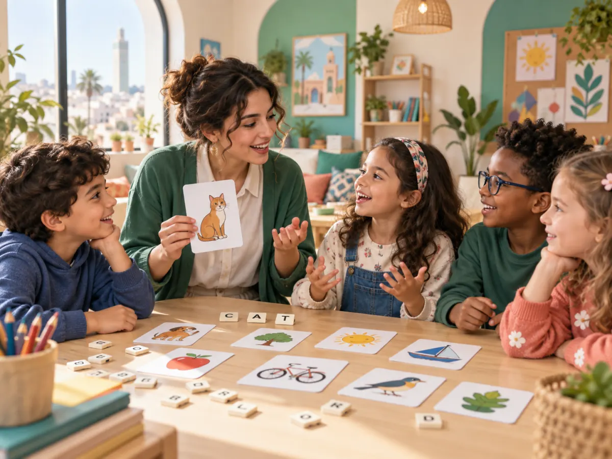Enfants participant à un atelier d’anglais ludique